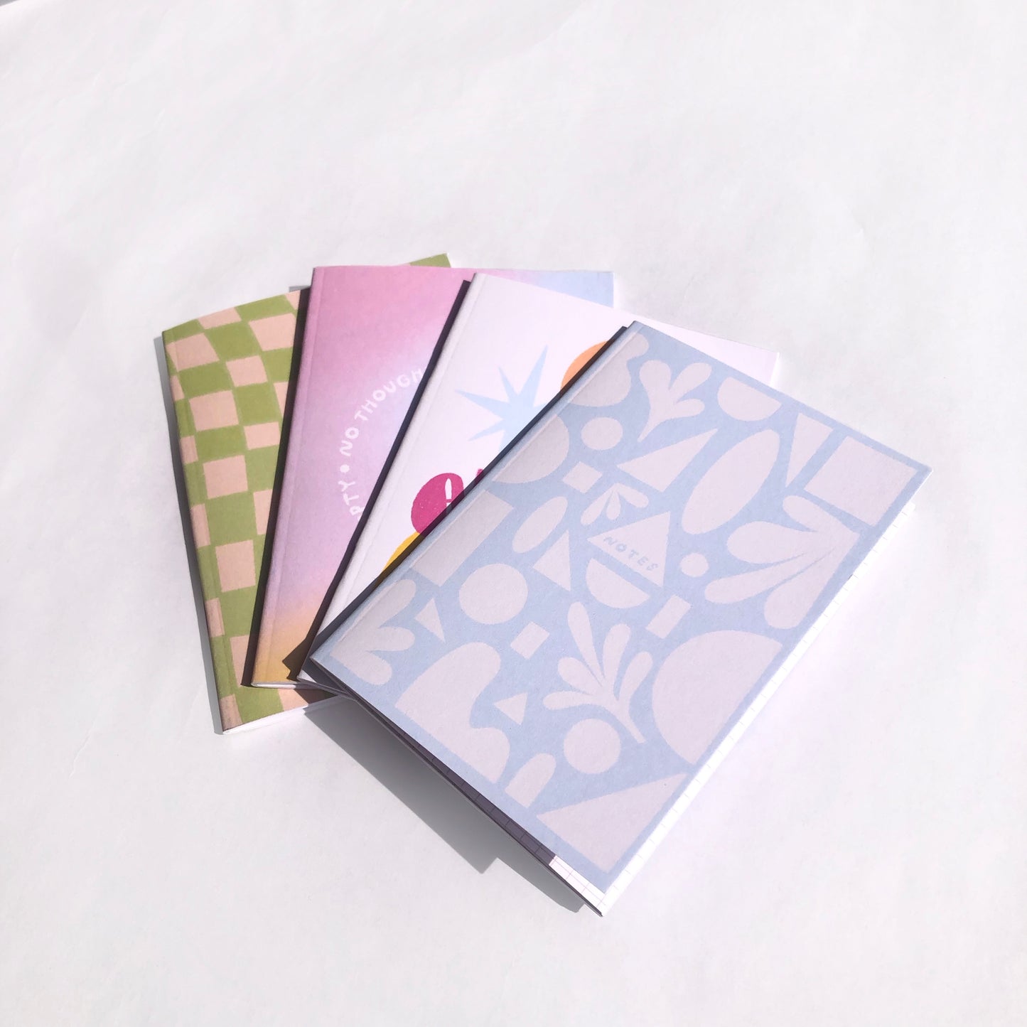 Pocket Notebooks Set of Four - Variety of White Paper Type Inside, Made from Recycled Material