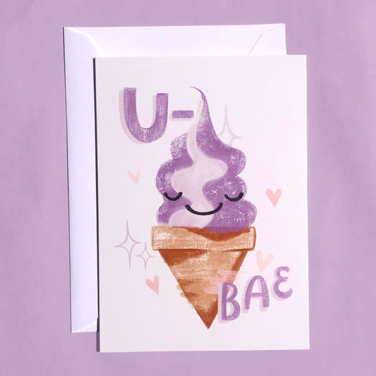 U-BAE Note Card — Ube Valentine Card - BLANK INSIDE