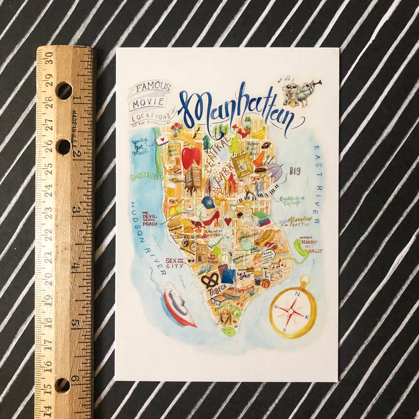 Manhattan Map New York Postcard - Set of 5 | NYC Movie Map