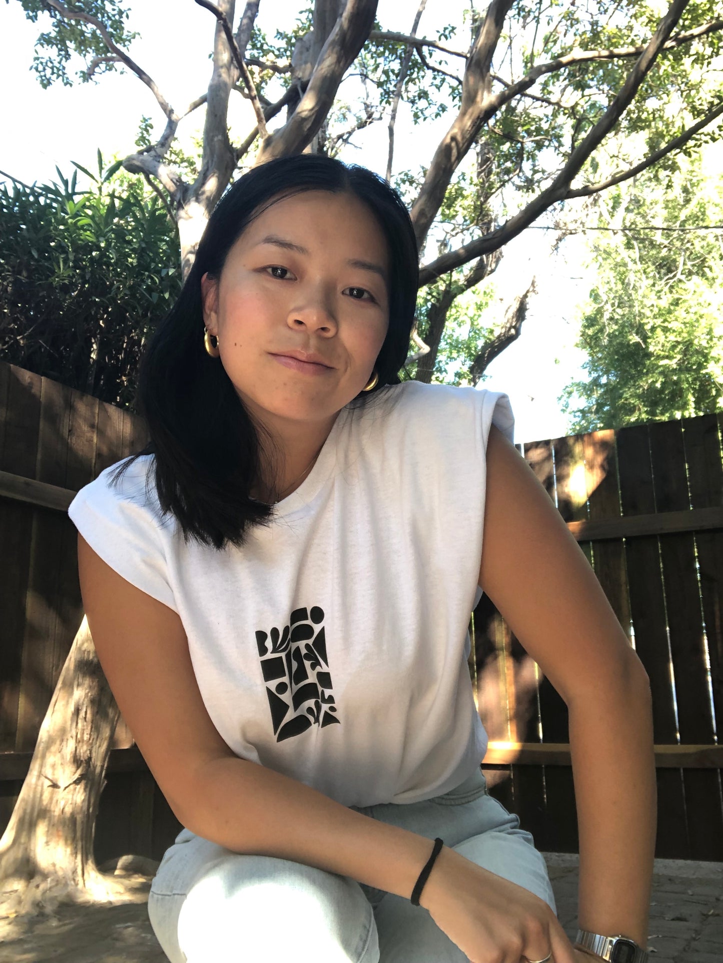 Shapes Screen-printed White Cotton Graphic T-shirt