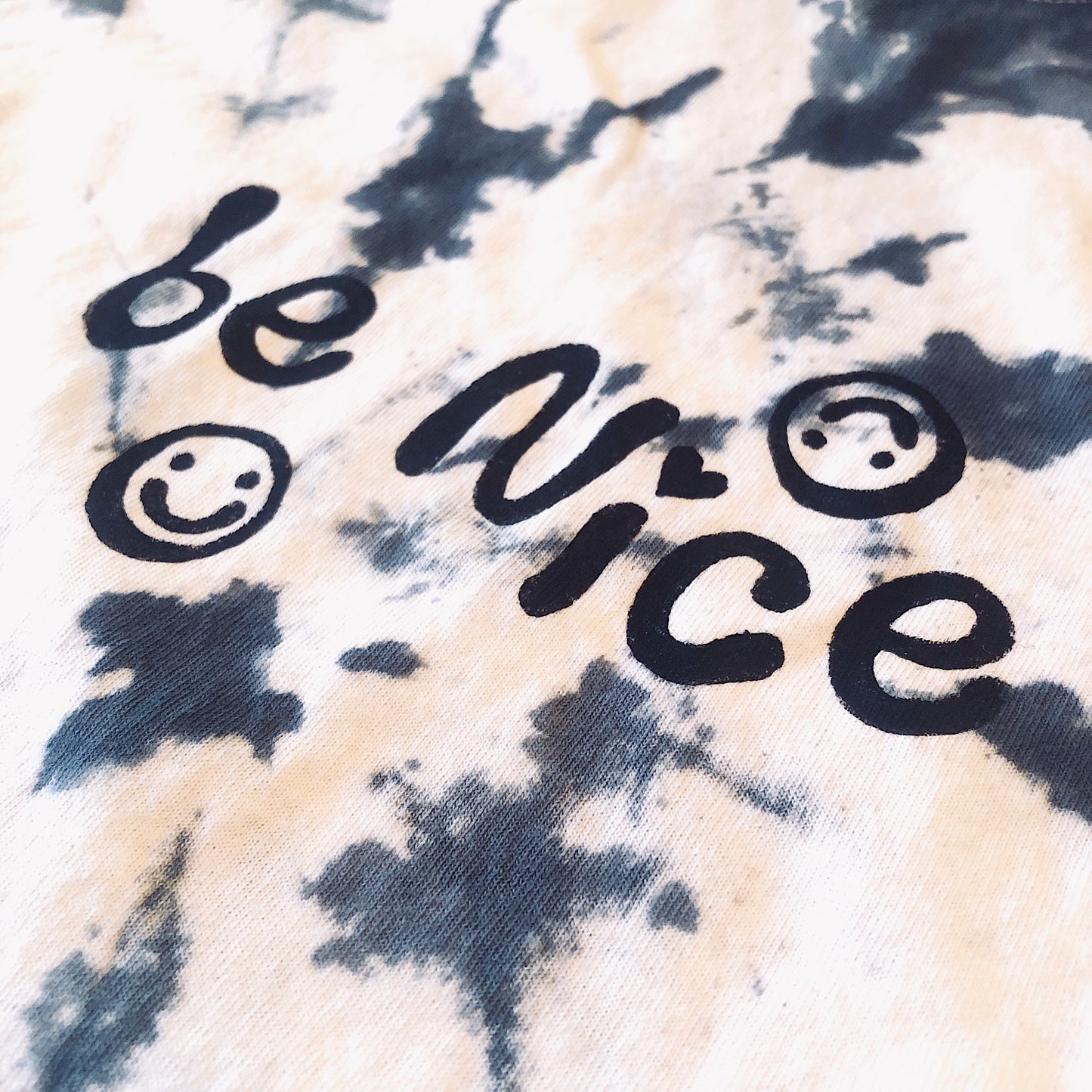 Tie Dye T-shirt - "be nice" Printed Graphic Tee - NEW Colors: Blue, Green, Navy, Pink, and Rainbow
