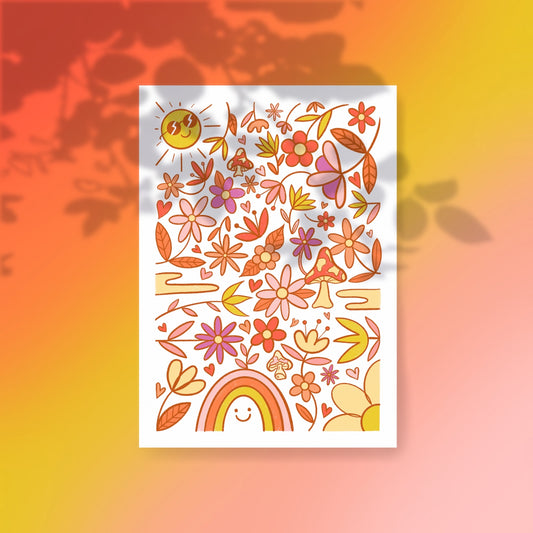 Funky Floral Art Print - Full Color A3 Artwork Print