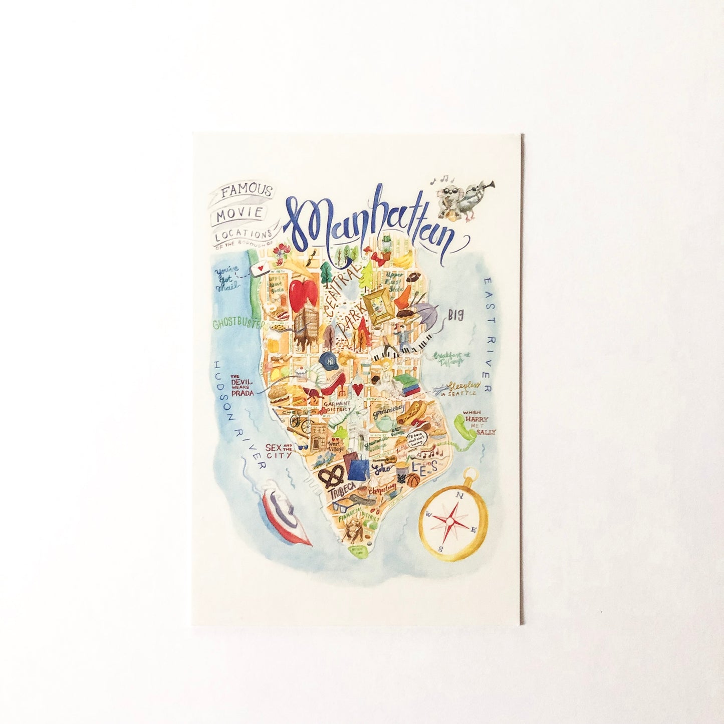 Manhattan Map New York Postcard - Set of 5 | NYC Movie Map