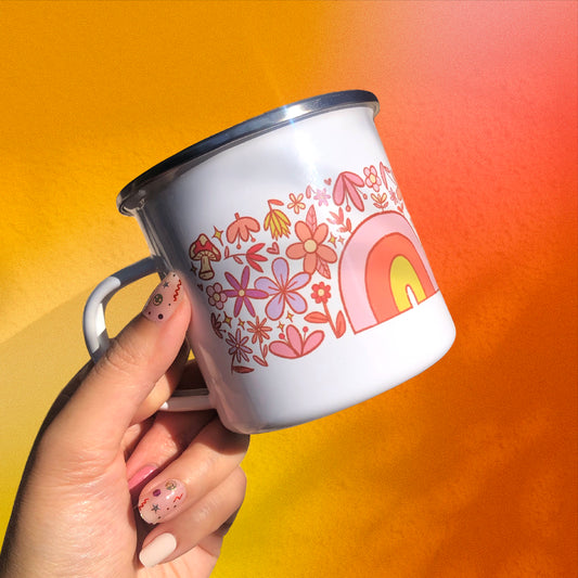 Funky Floral Enamel Mug