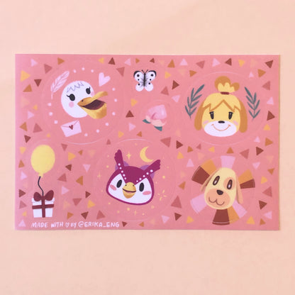 Animal Crossing Inspired Sticker Sheet - Pink