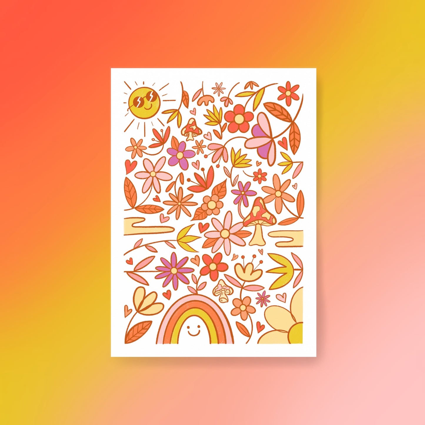 Funky Floral Art Print - Full Color A3 Artwork Print