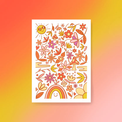 Funky Floral Art Print - Full Color A3 Artwork Print