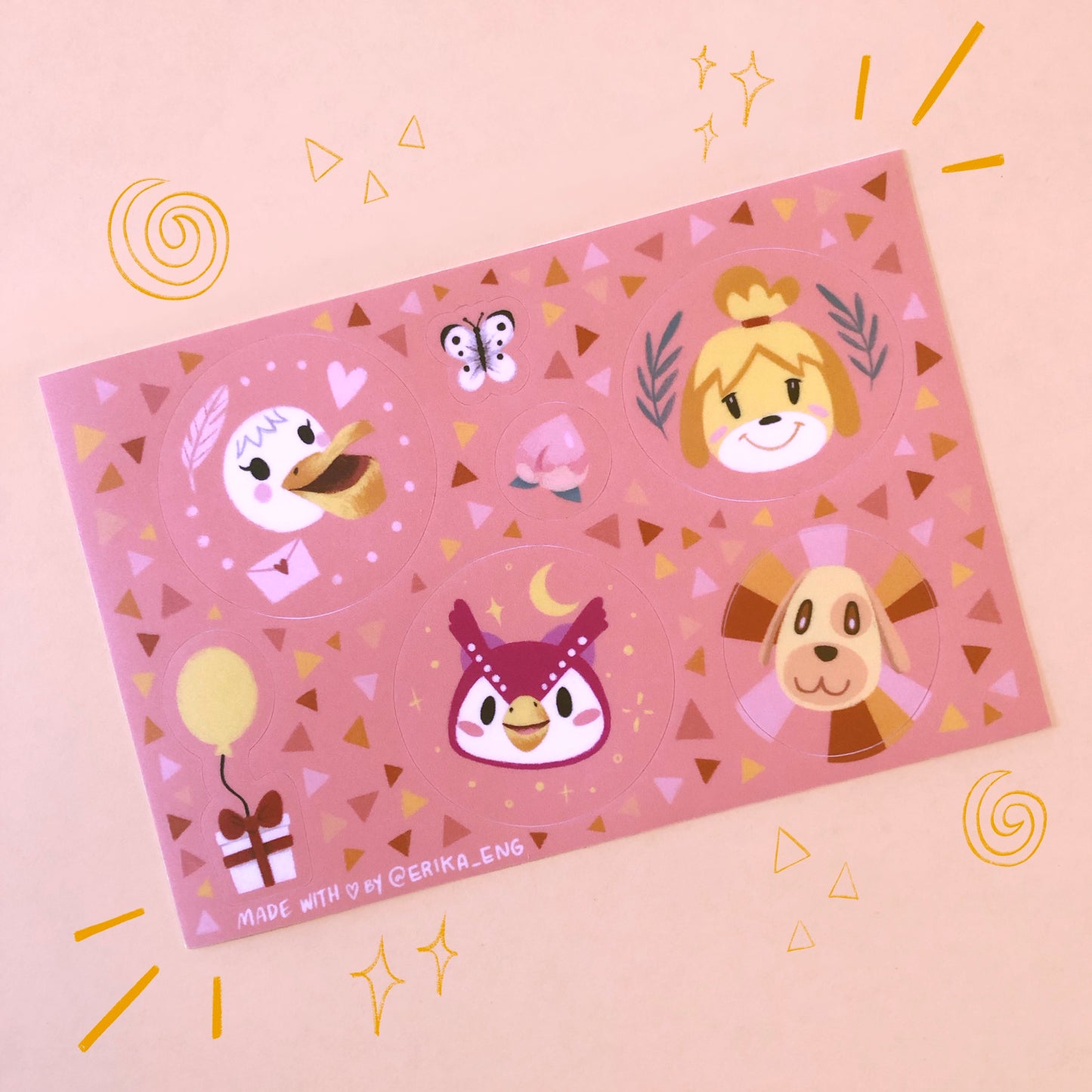 Animal Crossing Inspired Sticker Sheet - Pink