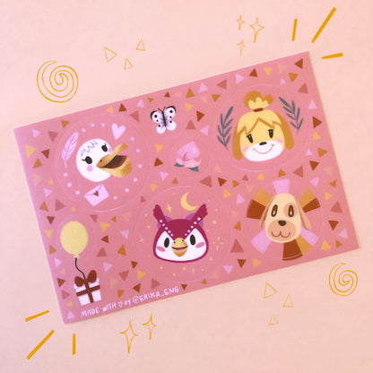 Animal Crossing Inspired Sticker Sheet - Pink