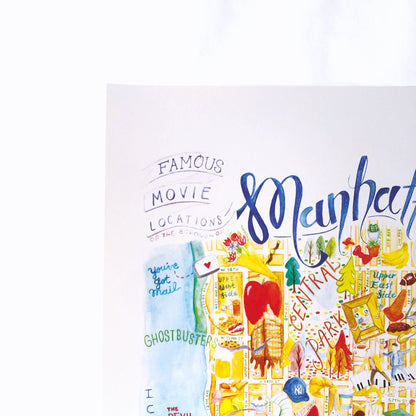 Manhattan New York Map Art Print - Full Color A3 Artwork Print