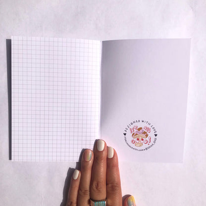 Blue Shapes Pocket Notebook - White Grid Paper Inside Pages, Made from Recycled Material