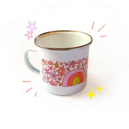 Funky Floral Enamel Mug