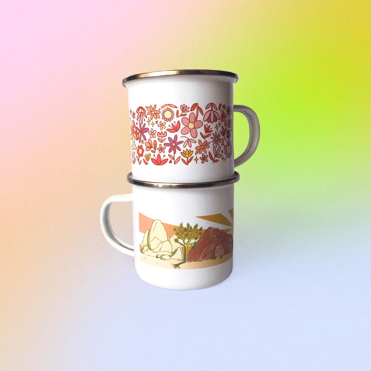Funky Floral Enamel Mug