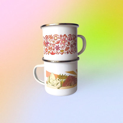 Funky Floral Enamel Mug
