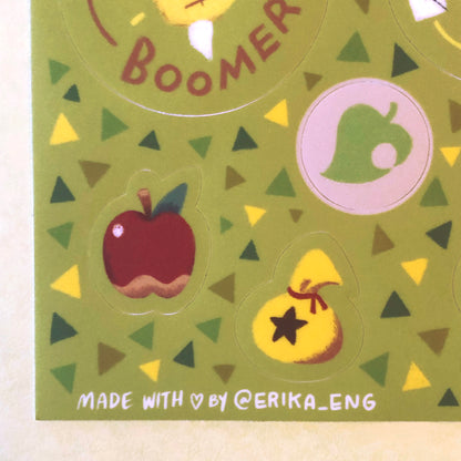 Animal Crossing Inspired Sticker Sheet - Green