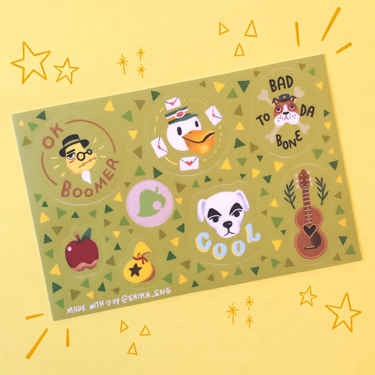 Animal Crossing Inspired Sticker Sheet - Green