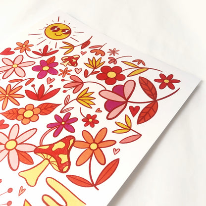 Funky Floral Art Print - Full Color A3 Artwork Print